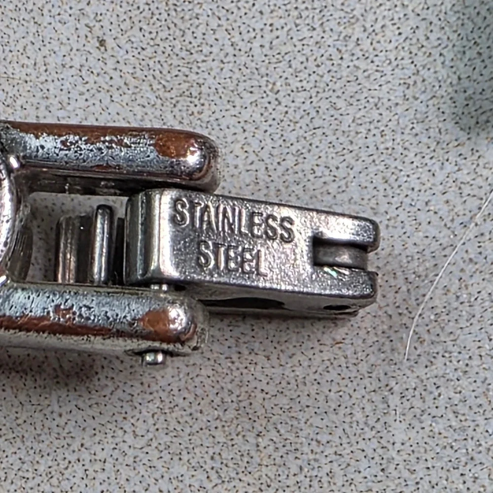 Vintage TC Stainless‎ Steel Bezel Set Clear Crystal Tennis Bracelet Silver Tone